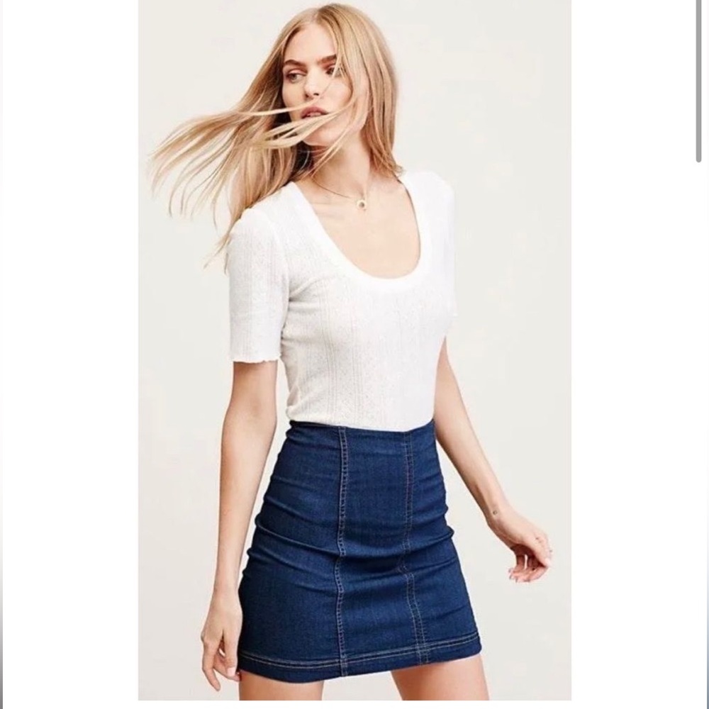 Free people denim mini skirt - 4